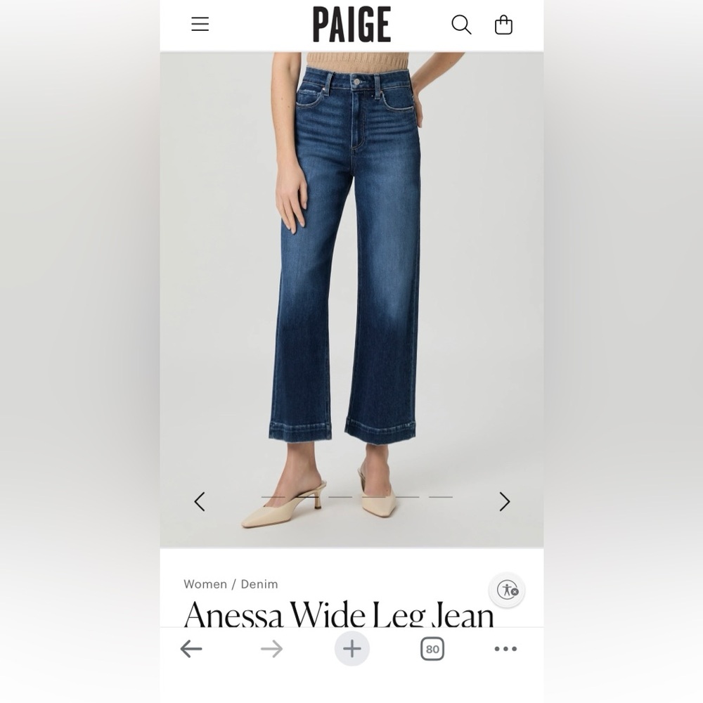 Paige Anessa Wide Leg Jean Size 33 - Picture 2 of 16